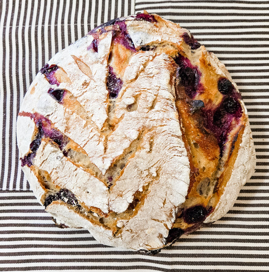 Lemon Blueberry Sourdough Bread + Lemon Glaze (on side)