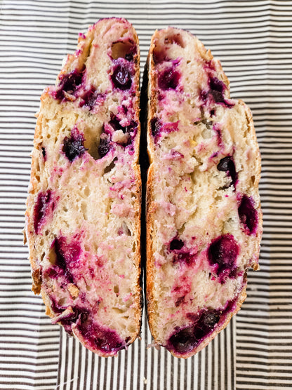 Lemon Blueberry Sourdough Bread + Lemon Glaze (on side)